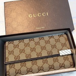 Brand New Gucci long continental fabric wallet - authentic with box!